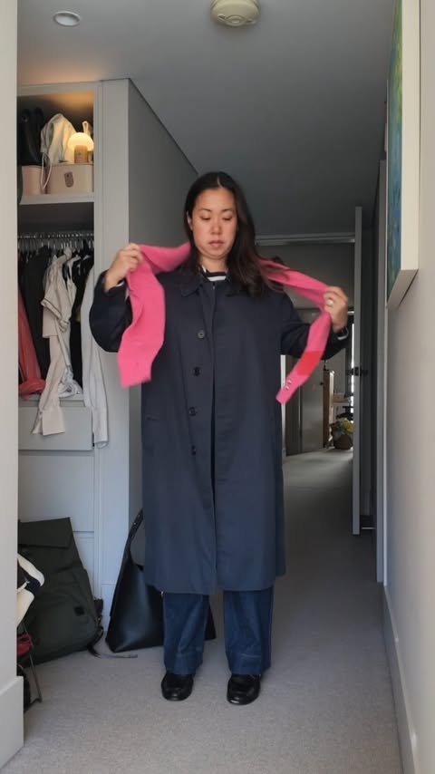 Instagram post by @whatveewore for Strathberry. Caption reads: Outfit number two in my spring workwear series....