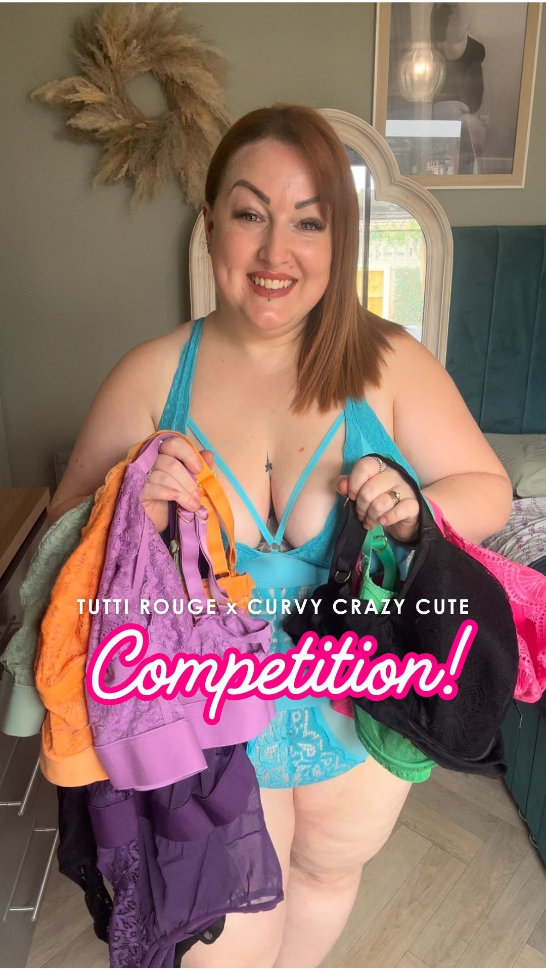 Instagram post by @curvy_crazy_cute for Tutti Rouge. Caption reads: TUTTI ROUGE x CURVY_CRAZY_CUTE GIVEAWAY ✨⁠

‼️ NOW....