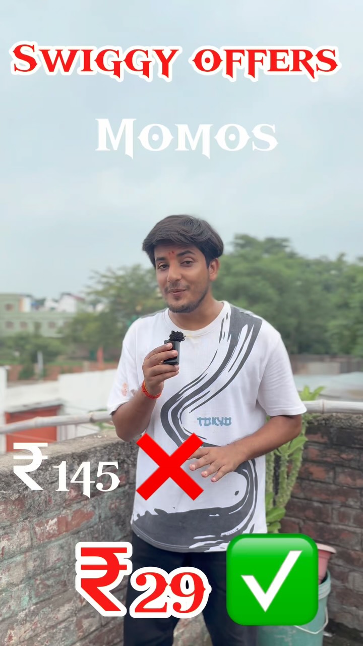 Instagram post by @mrbuxar.vlogs for Swiggy. Caption reads: Swiggy Wonder Deal 😋 ❤️ 

#bhojpuri #minivlog....