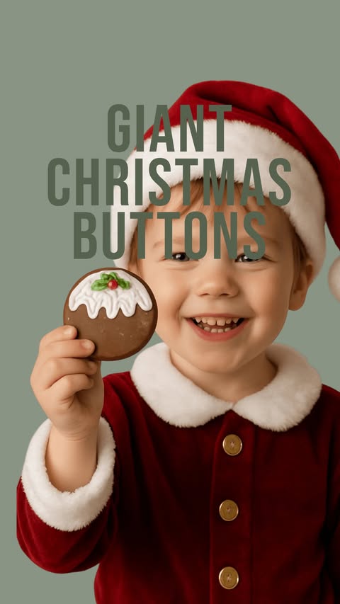 Instagram post by @tinytumsrecipes for Waitrose. Caption reads: Giant Christmas Pudding Buttons 🎄 
A quick and....