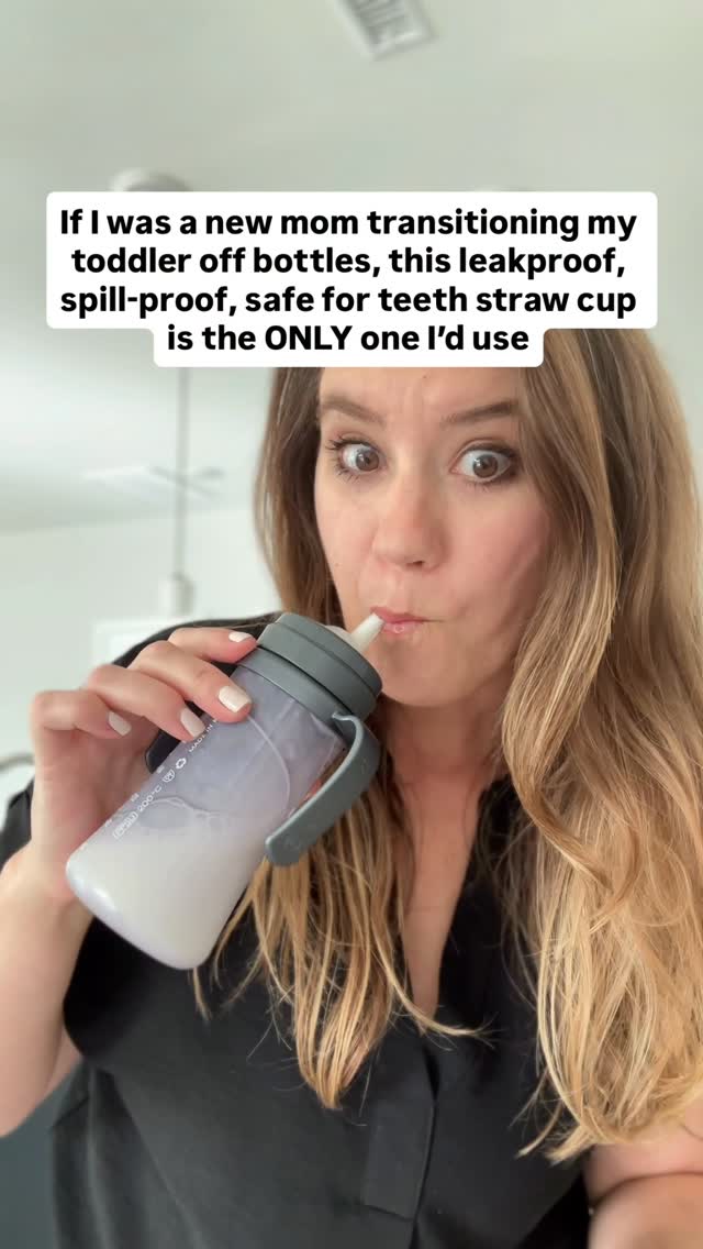 Instagram post by @pediatricdentalmom for Zezebaebae. Caption reads: In fact, it’s the ONLY straw cup my toddler would....