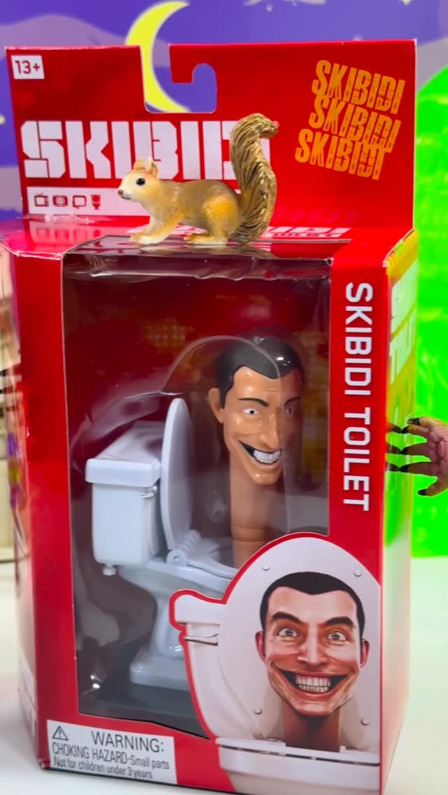 Instagram post by @squirrelstampede for Bonkers Toys. Caption reads: Skibidi Toilet Deluxe Action Figure Bonkers toys.....