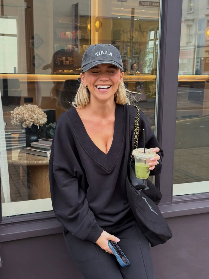 Instagram post by @hattiebourn for TALA. Caption reads: [...] wear to get matcha is my hobbie 🤭....