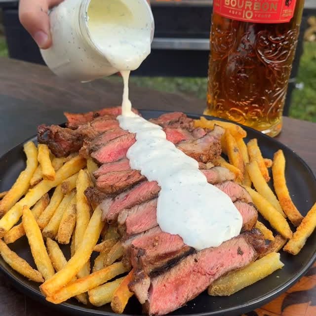 Instagram post by @overthefirecooking for Pendleton Whisky. Caption reads: Grilled Steak Night with @pendletonwhisky 1910....