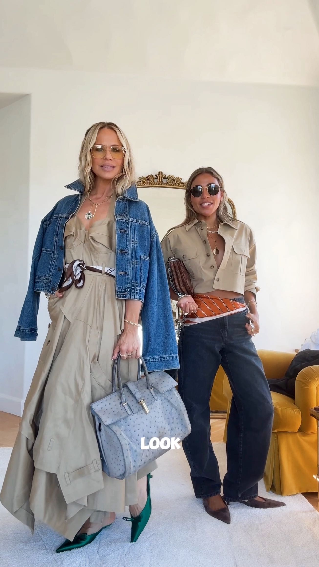 Instagram post by @monasaid.style for Melinda Maria. Caption reads: Comment “OUTFITS” & I’ll DM you the 🔗 Scarves are....