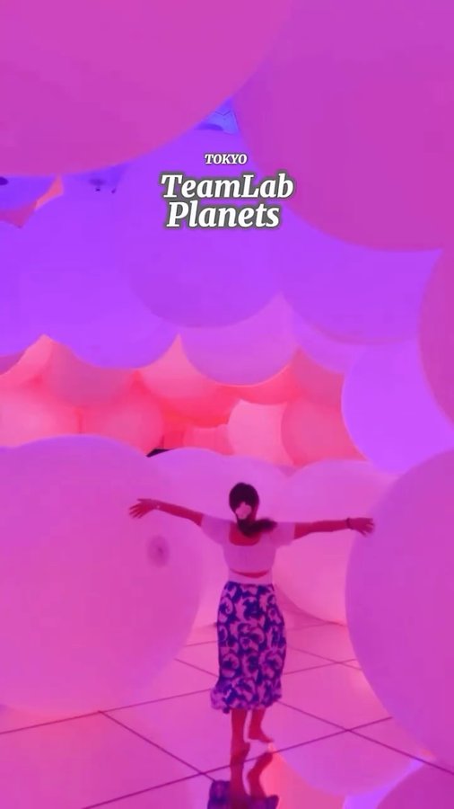 Instagram post by @hasanchannn84 for teamLab Planets TOKYO. Caption reads: One of the most magical art spaces I’ve ever....