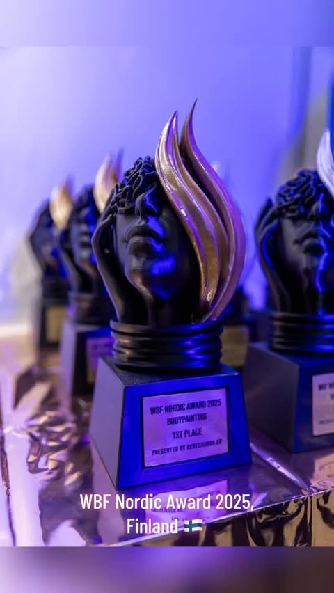 Instagram post by @jasmiinamua for Danessa Myricks Beauty. Caption reads: WBF Nordic Award 2025, Finland 🇫🇮....