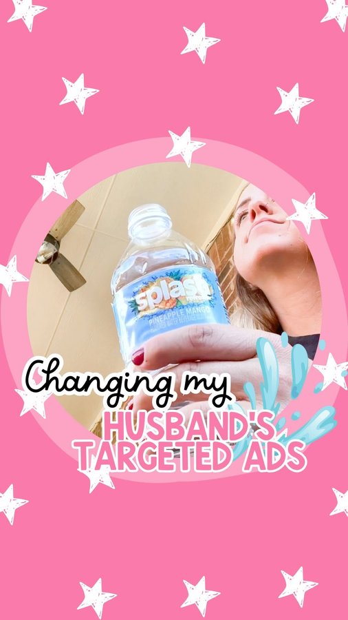 Instagram post by @lex.fitzgerald for Splash Refresher. Caption reads: Trying to change my husband’s targeted ads to get....