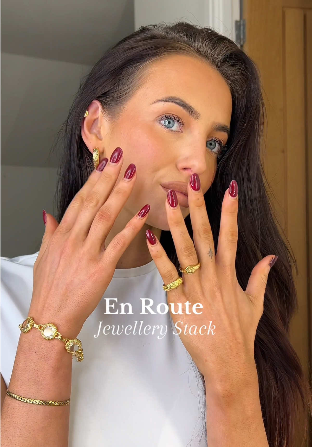 TikTok post by @charlpricee for En Route Jewelry. Caption reads: [...] Friday 35% off En Route jewellery! @en route....