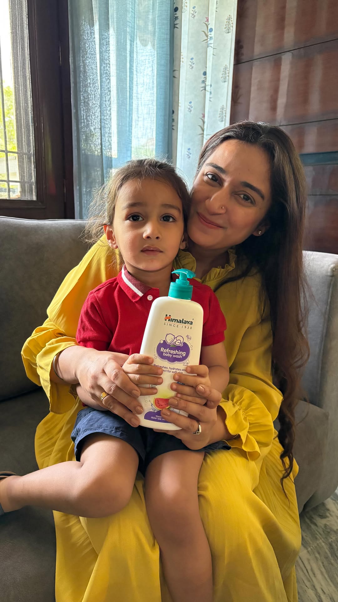 Instagram post by @amritnarangbedi for Himalaya Babycare. Caption reads: Bath time just got a whole lot better! 🛁 Himalaya....