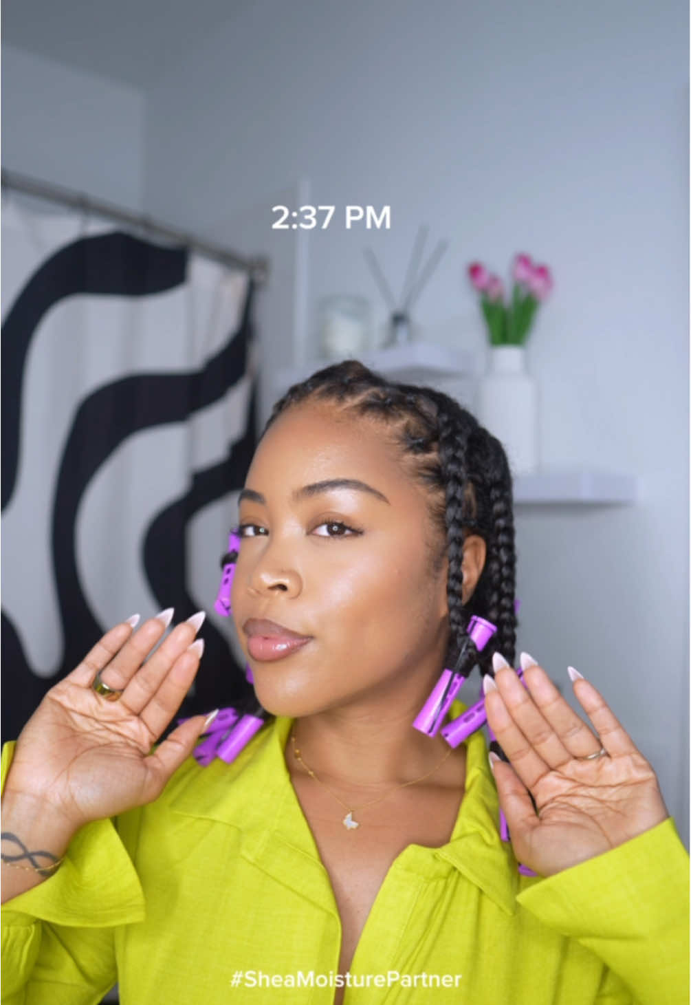 TikTok post by @bycandicejones for Sheamoisture. Caption reads: I had just a couple hours to get ready for an....