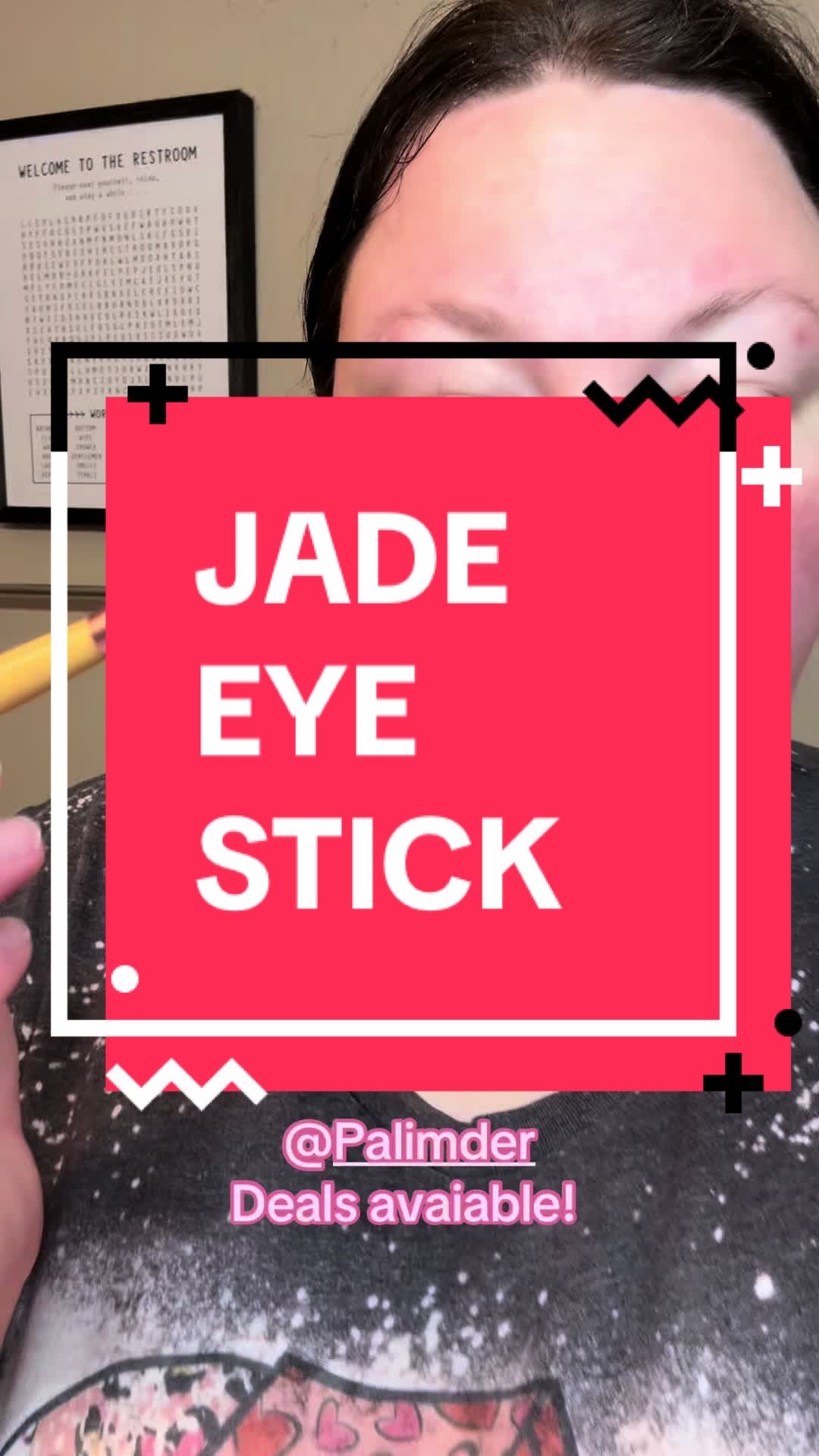 TikTok post by @holychaosmama17 for Palimder. Caption reads: #jadeeyestick #palimder #sorelaxing #skincare....