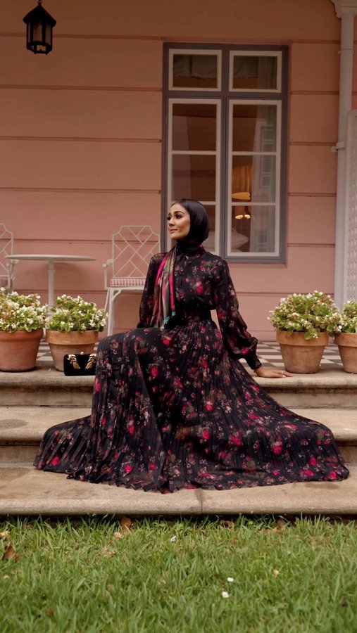 Instagram post by @thameenah_s for Ted Baker. Caption reads: Celebrating Eid in timeless elegance with....