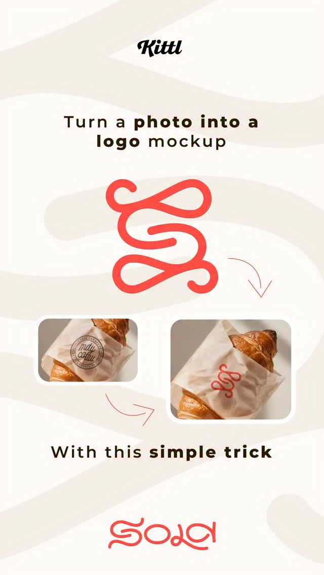 Instagram post by @graphstorm for Kittl. Caption reads: Turn a photo into a logo mockup with this simple....