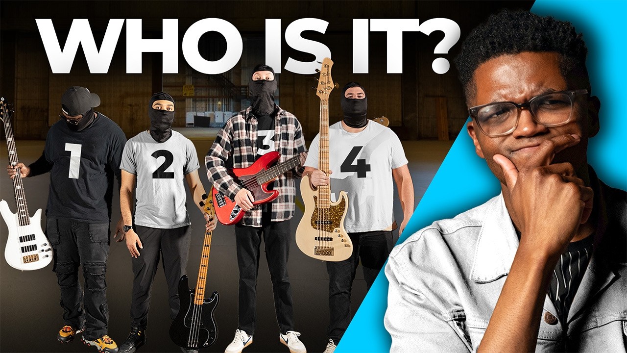 YouTube post by @TravisDykes for Alclair Audio. Caption reads: Can You Guess The Gospel Bass Player?.