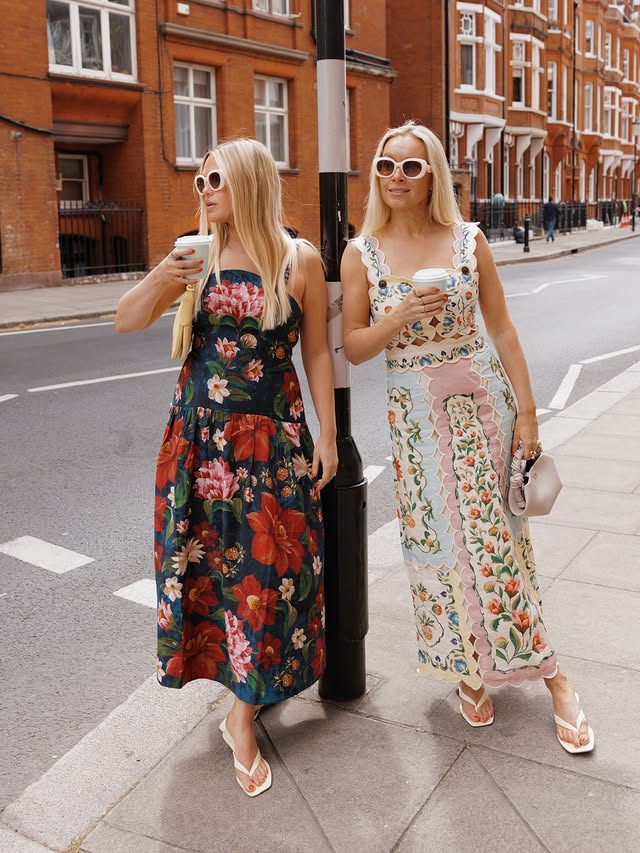 Instagram post by @oliviaandalice for FARM Rio. Caption reads: [...] dress, endless spring plans @barbour x....