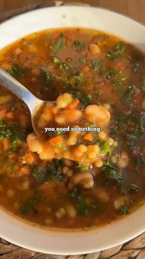 Instagram post by @jacobking for smol. Caption reads: Beany brothy cous cous bowl w/ @smolproducts 🧼....