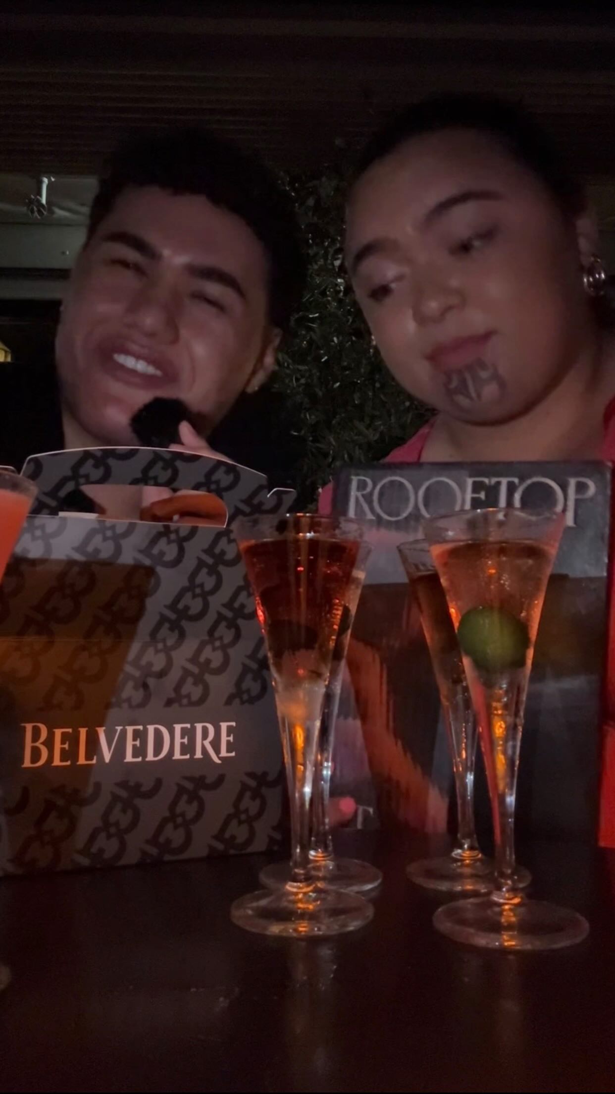 Instagram post by @kyleedethier for Belvedere Vodka. Caption reads: Tasting fried chicken and Martini’s with @awhii_....