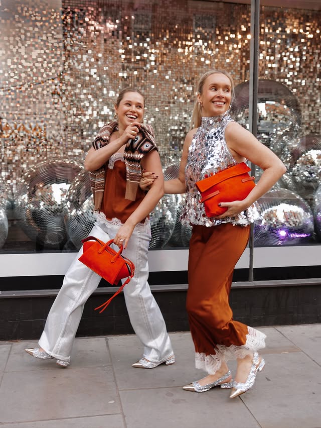 Instagram post by @oliviaandalice for Radley. Caption reads: [...] Christmas parties we are going to, our....