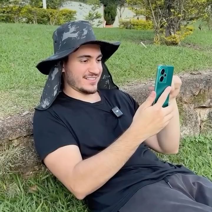 Instagram post by @gammanfredi for Realme. Caption reads: O celular com a bateria mais impressionante que eu....