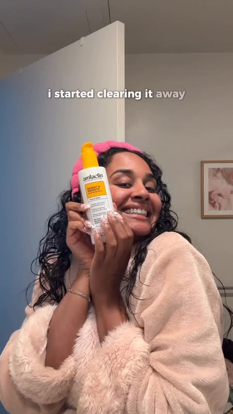 Instagram post by @naomileanage for AmLactin. Caption reads: [...] lately. The Bright & Smooth Serum from....