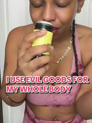 TikTok post by @sweetsuncut for Evil Goods. Caption reads: I already use Evil Goods for my WHOLE BODY… So....