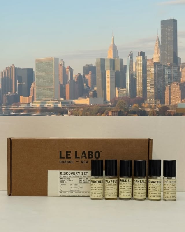 Instagram post by @__sanstitre for Le Labo Fragrances. Caption reads: Scene of New York 🏙️🖤 @lelabofragrances 2016년,....