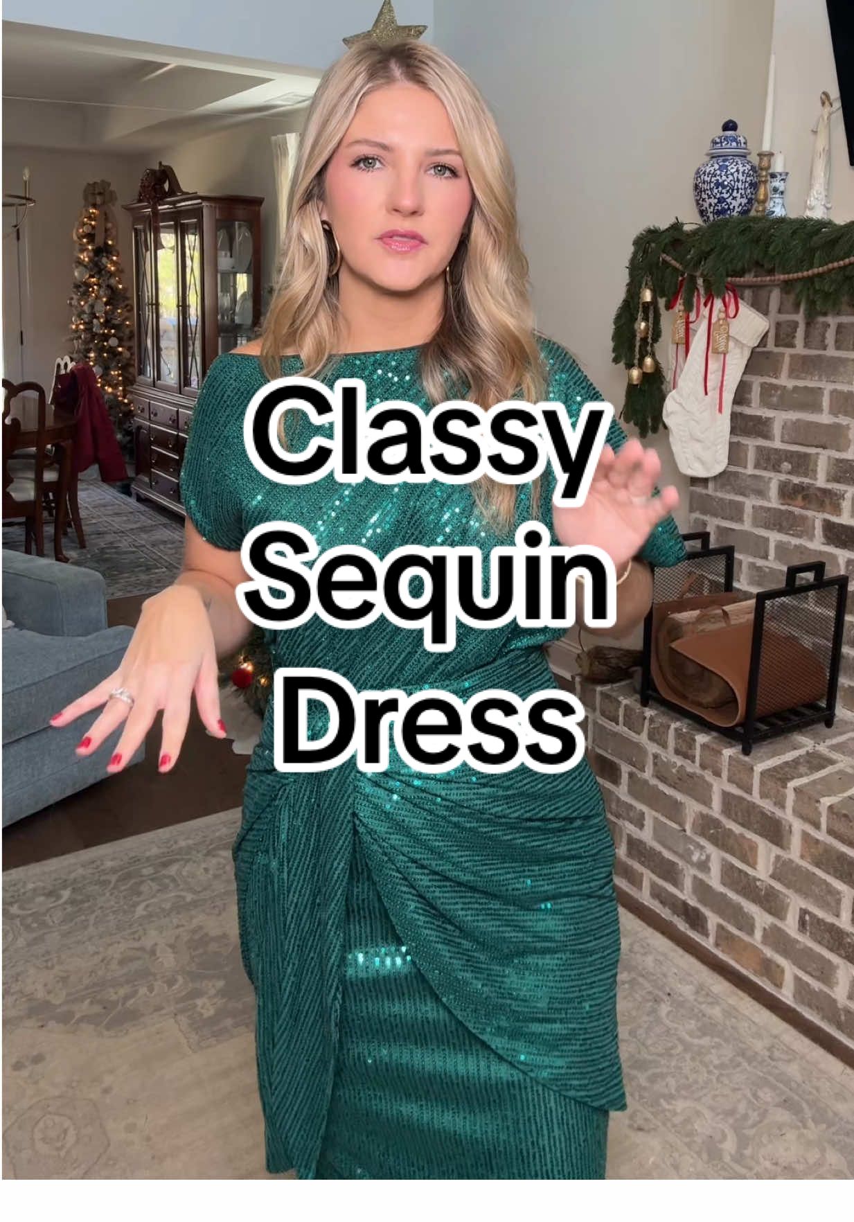TikTok post by @caleighdeal for Grace Karin US Shop. Caption reads: This sequin dress is so pretty and classy! @Grace....