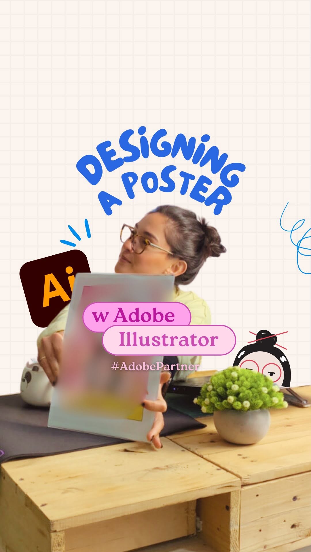 Instagram post by @sandracreatess for Adobe Design. Caption reads: Illustrator has been my creative sidekick for the....