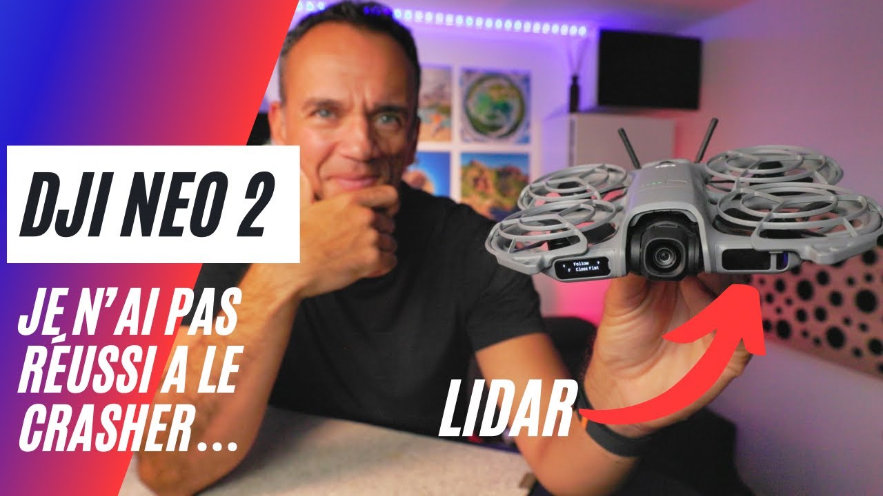 YouTube post by @MonSport06 for Podia. Caption reads: DJI Neo 2: an excellent autonomous drone at an....