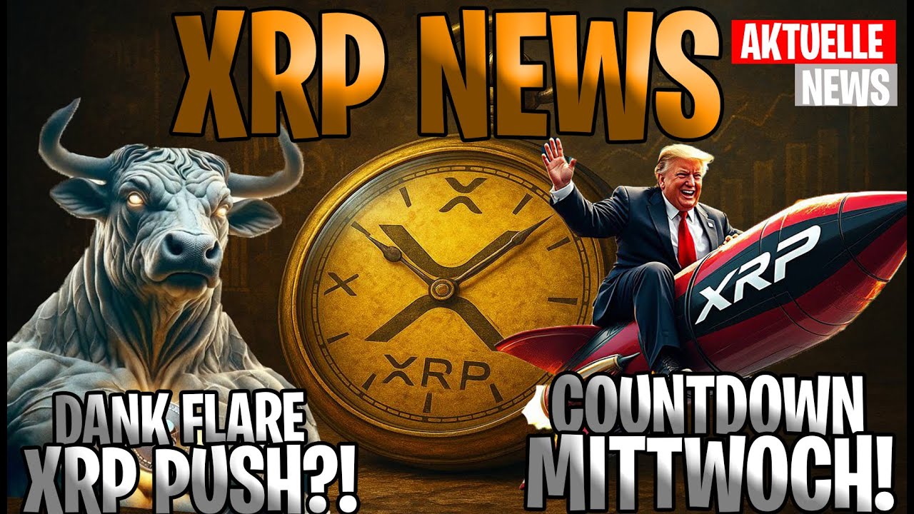 YouTube post by @xrpdeutschland for Ledger. Caption reads: XRP NEWS 🚀 Countdown to Wednesday! ⏳ Flare CEO:....