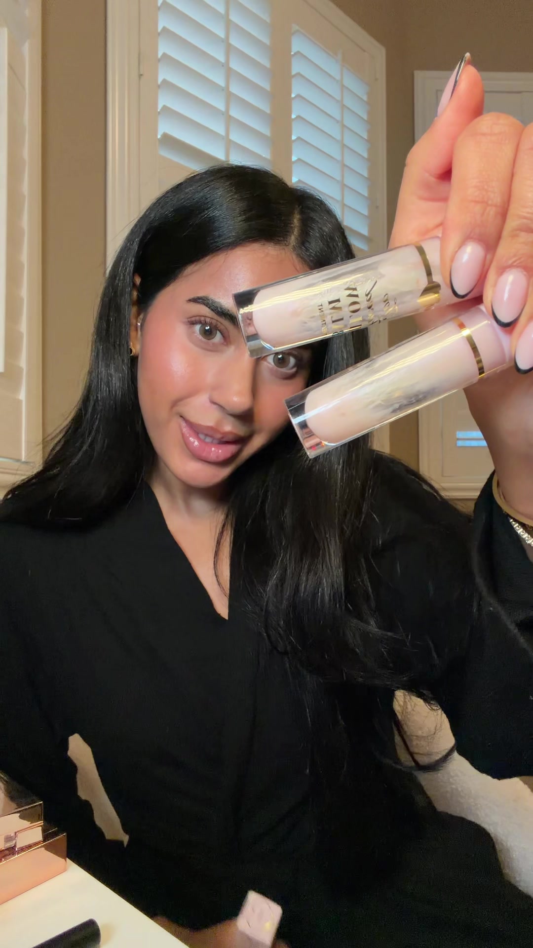 TikTok post by @simmykinns for Too Faced. Caption reads: @Too Faced pillowbalm in the shade original so....