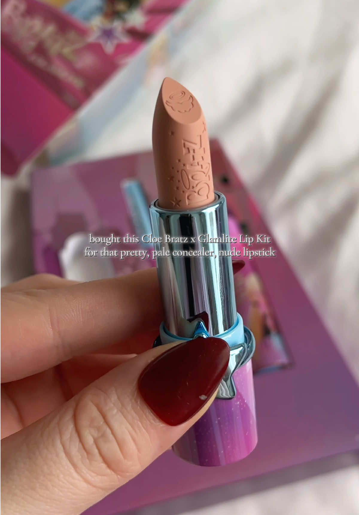 TikTok post by @bonjournicolette for Bratz. Caption reads: Picked this @bratz x @Glamlite lip kit up for that....