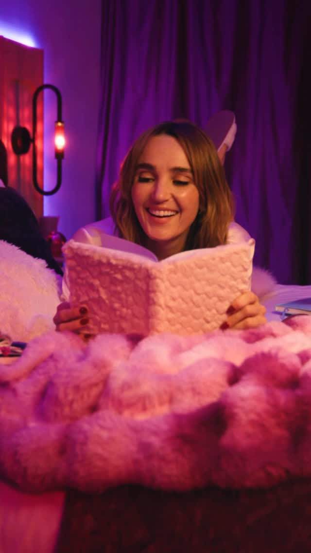 Instagram post by @chloeiscrazy for Moxy Hotels. Caption reads: Stay at @MoxyHotels and hear my exclusive bedtime....