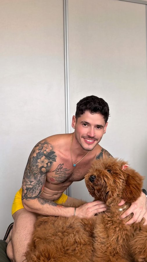 Instagram post by @xaviern11 for Andrew Christian. Caption reads: AMAR Y YA 💛  @andrewchristianintl....