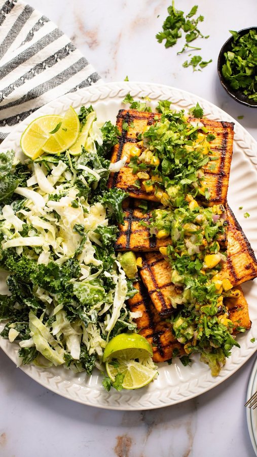 Instagram post by @thissavoryvegan for Nasoya. Caption reads: Grilling season is here #ad 🎉 And we’re kicking....