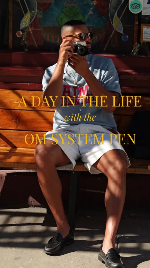 Instagram post by @marky_marc13 for OM SYSTEM. Caption reads: A morning in New York with the OM SYSTEM PEN. I....