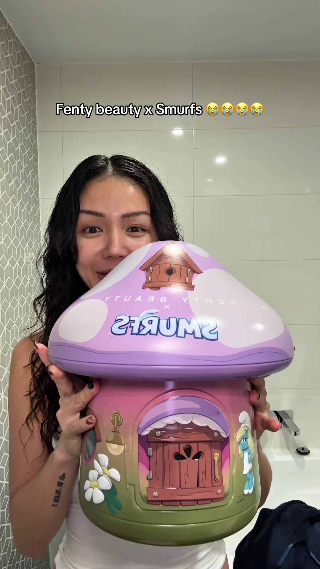 TikTok post by @sliang95 for Fenty Beauty. Caption reads: Cutest movie 🥹 I loved Rhianna as smurfette....