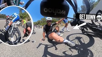 YouTube post by @bbikerlawrence for Styrkr. Caption reads: I CRASHED HARD AT A SPANISH ROAD RACE....