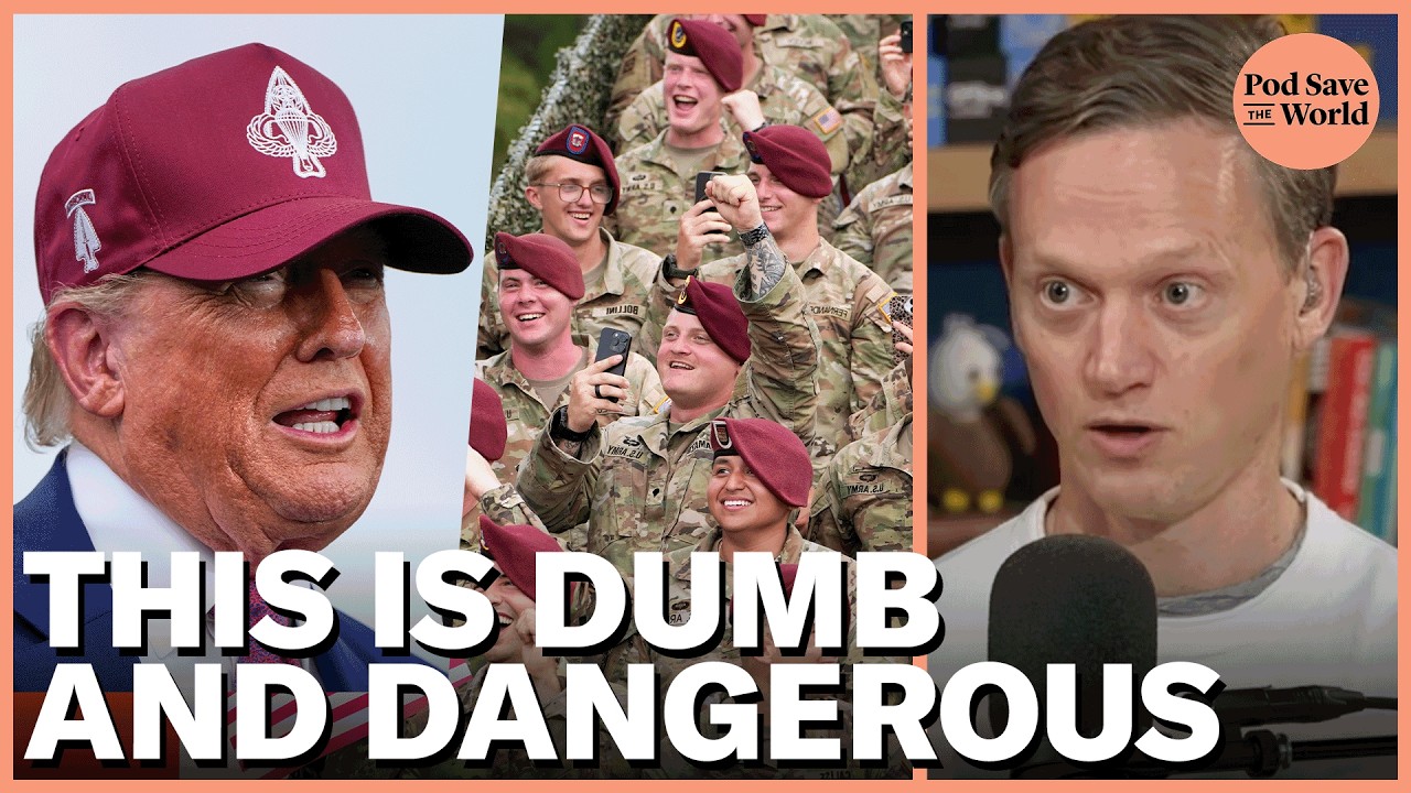 YouTube post by @podsavetheworld for American Giant. Caption reads: Trump’s MAGA Militia is Dumb and Dangerous.