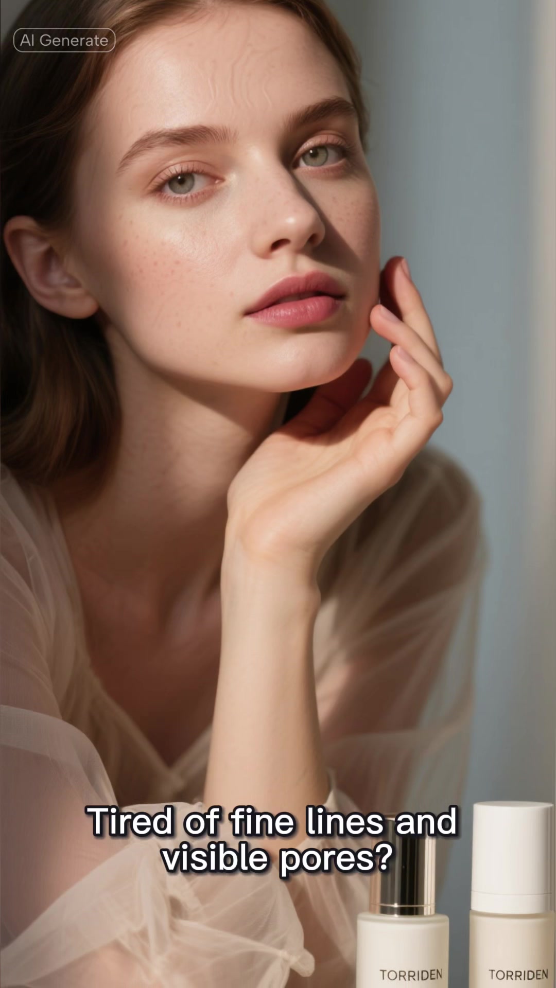 TikTok post by @debrabella44 for Torriden. Caption reads: @TORRIDEN US #skincare #korean #wrinkles....