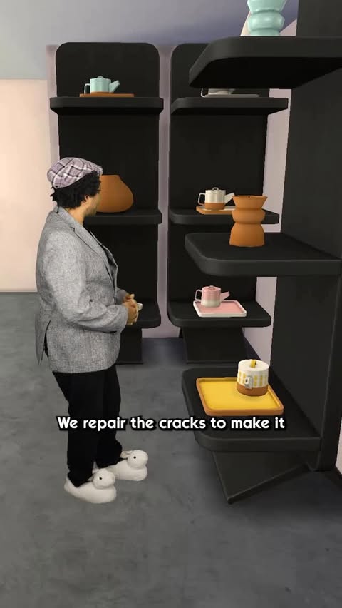 Instagram post by @nardvillain for The Sims. Caption reads: [...] questionable” antique dealer in the Sims 4.....