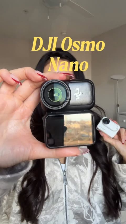 Instagram post by @ssarahnade for DJI. Caption reads: My tiny vlogging camera comparison 🤩 @dji Osmo....