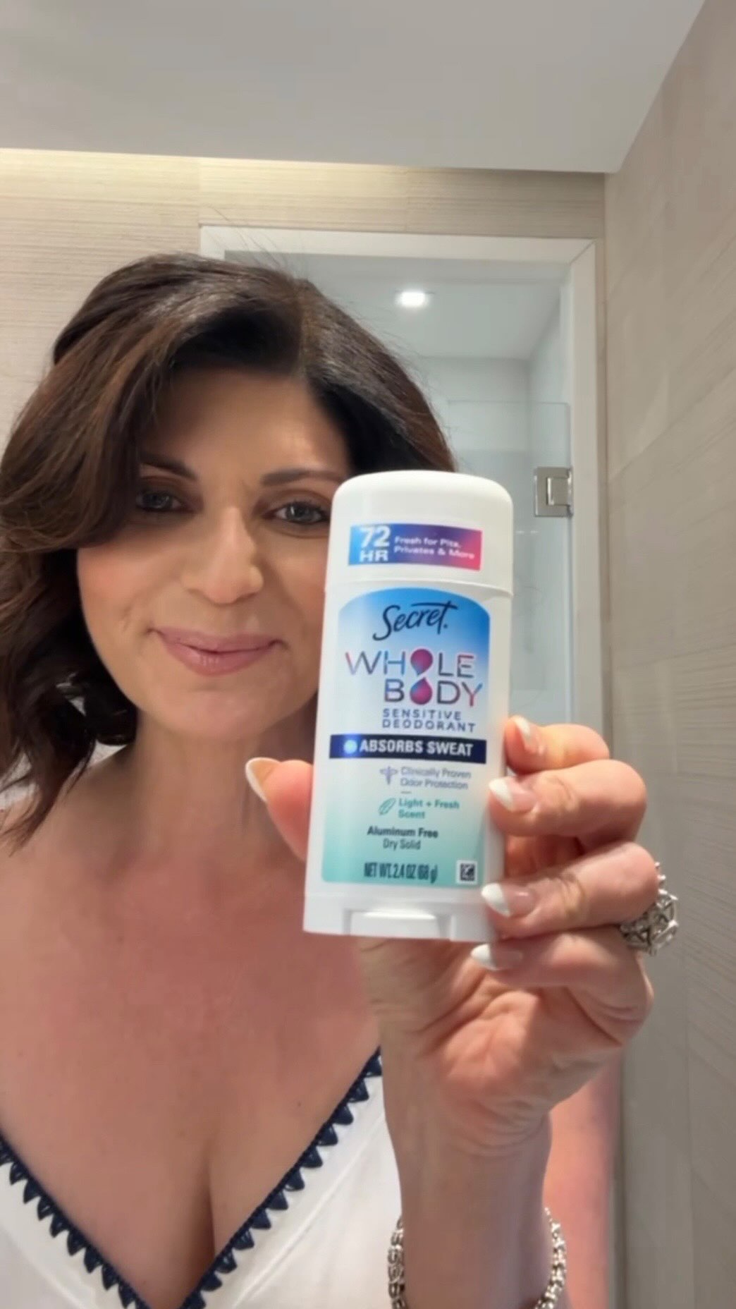 Instagram post by @tamsenfadal for Secret Deodorant. Caption reads: #ad I remember waking up in the middle of the....