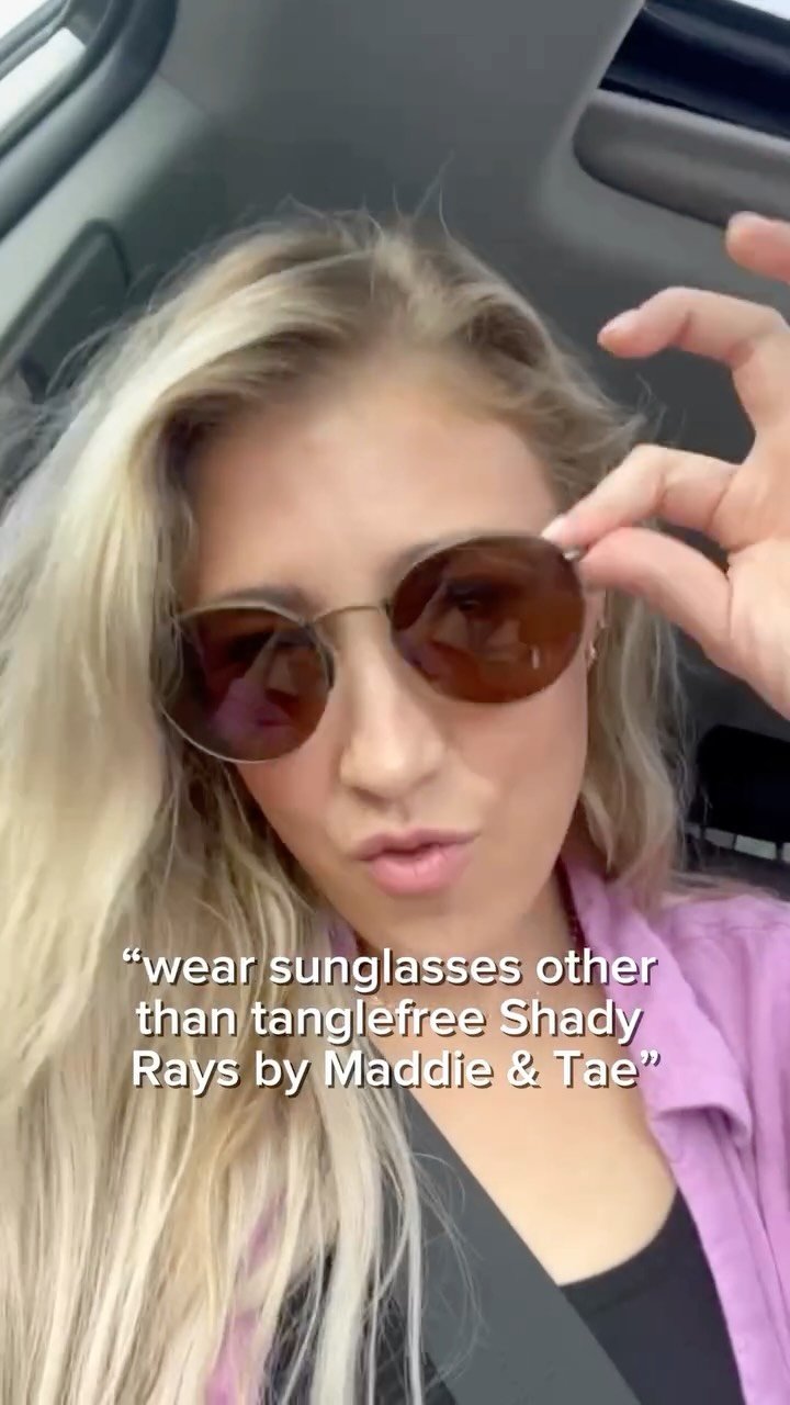 Instagram post by @maddieandtae for Shady Rays. Caption reads: tangle free @shadyrays? yes, honey! pick you up a....