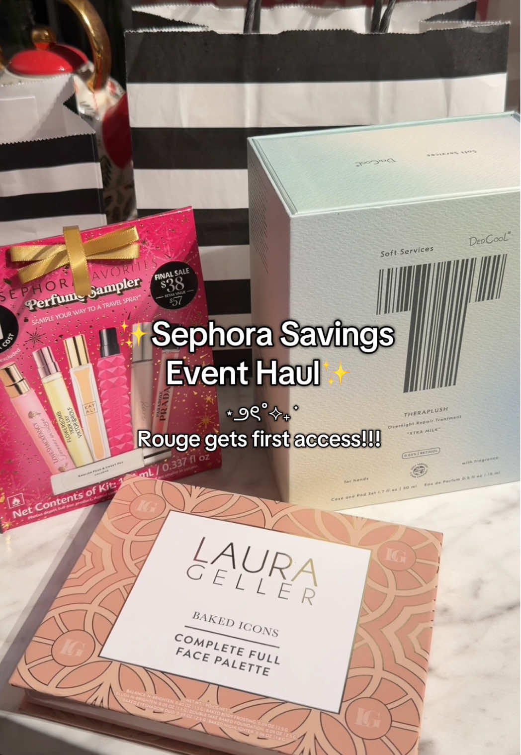 TikTok post by @milkydew for – Laura Geller. Caption reads: #ad The Sephora Savings Event is here✨ Starting....
