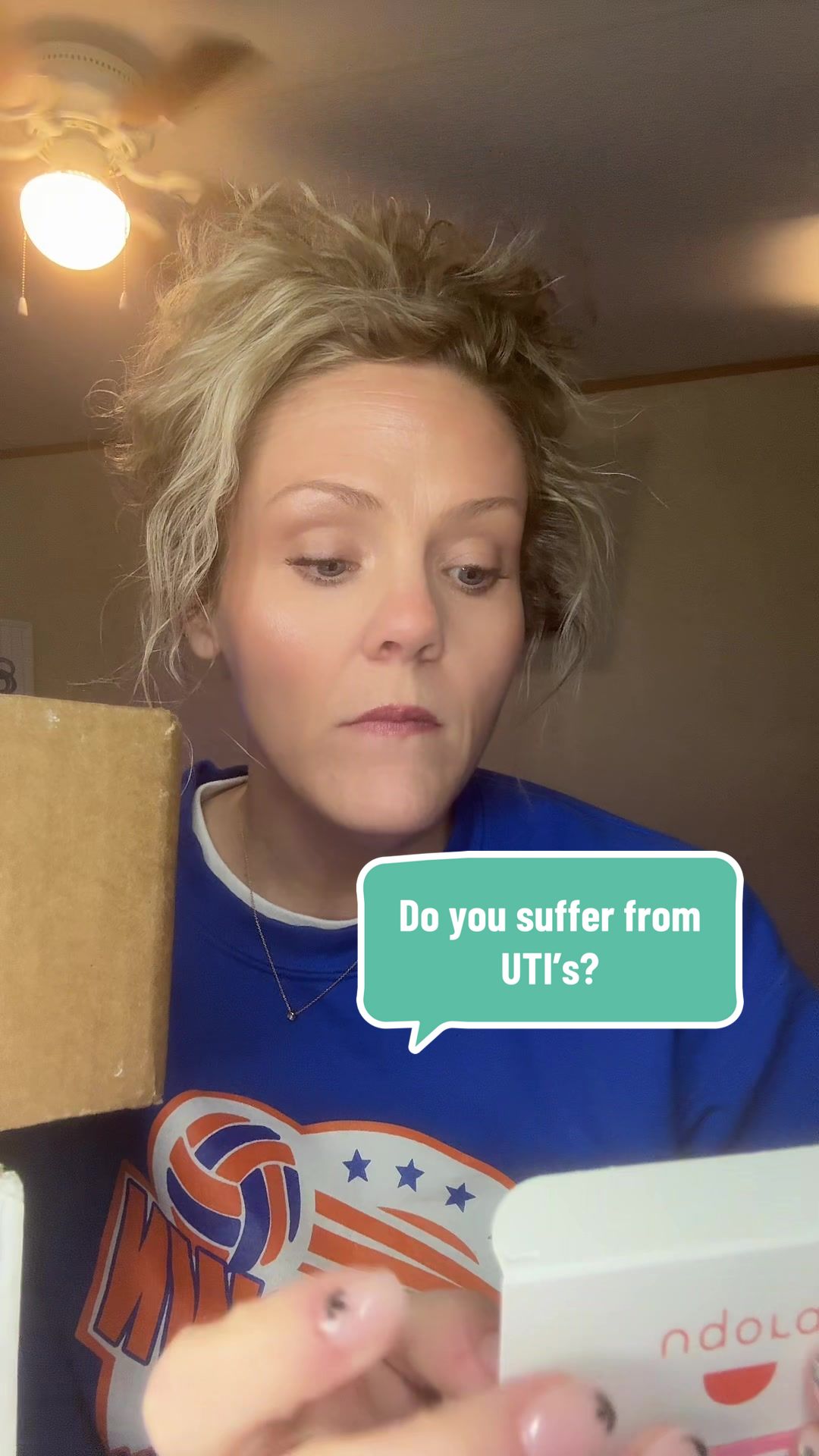 TikTok post by @itsjust.j.o for Uqora. Caption reads: UTI Sufferer here🙋🏼‍♀️@Uqora Official #uti #fyp....
