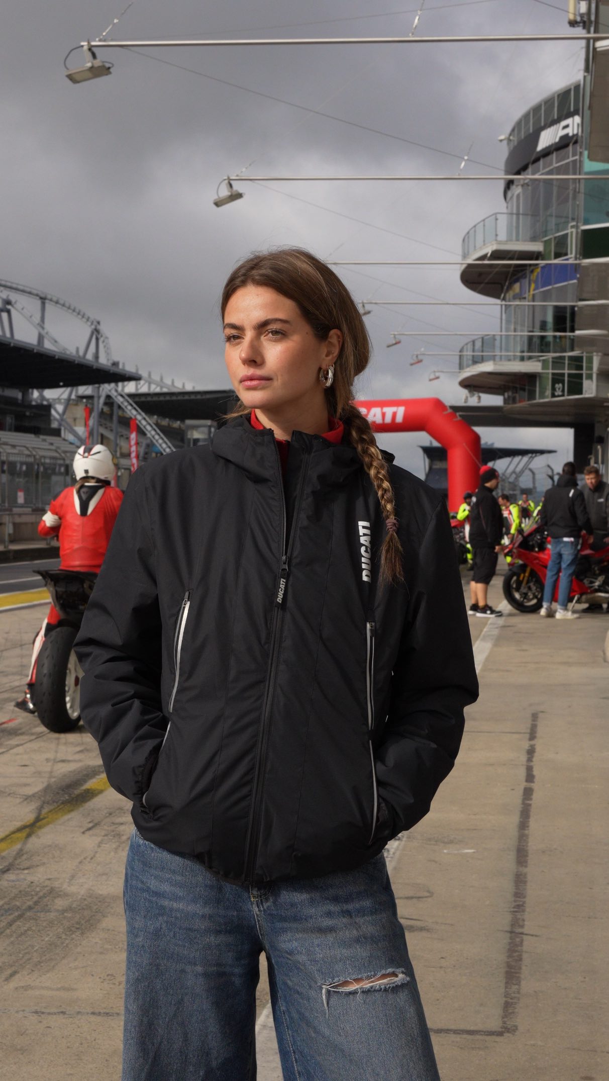 Instagram post by @iam.nadinewimmer for Ducati. Caption reads: Dad let’s hang out 🏍️🏁 with @ducatideutschland....