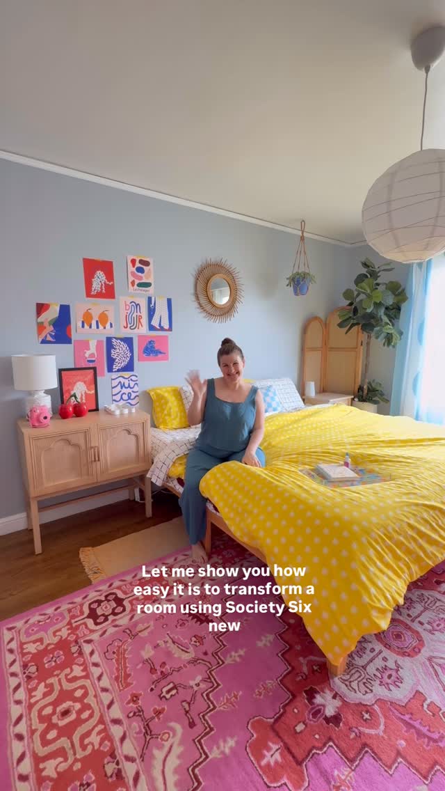 Instagram post by @bohofrisco for Society6. Caption reads: POV: You’ve got blank walls… then you discover....