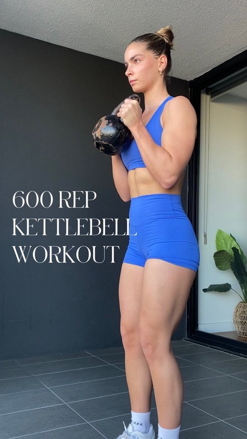 Instagram post by @annabelleronnfeldt for Beforeyouspeak Coffee. Caption reads: 600 Rep Kettle Bell only workout 💪🏼

Fuelled by....